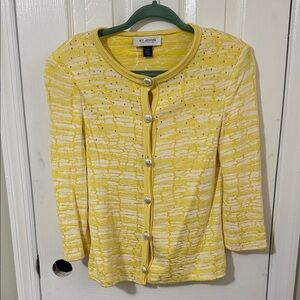 St. John Lemon Cardigan with Metallic Accents